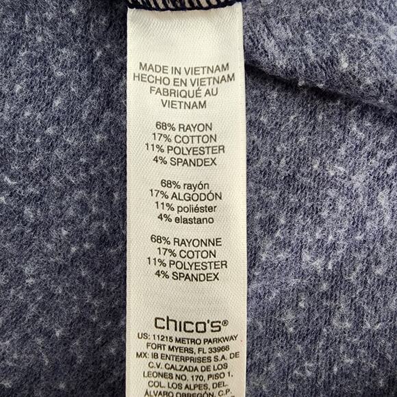 Chicos Tunic Top Womens Size 2 Large Cozisoft V Neck Pocket 3/4 Sleeve Blue Knit - Picture 10 of 12
